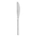 A silver knife with a solid handle.