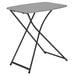 A grey rectangular Bridgeport Essentials folding table with black legs.