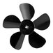 A black propeller fan blade.