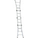 A white Cosco telescoping ladder with two handles on the top.