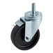 A black Continental Refrigerator caster with a silver metal wheel.