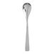 A Fortessa 18/10 stainless steel demitasse spoon with a long stem.