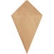 A brown Kraft paper cone with a hole in it.