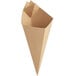 a brown cone shaped container