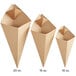 A group of brown paper cone containers.