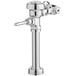 A close-up of a Sloan Polished Chrome manual toilet flush handle.