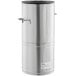 A silver metal Choice 5 gallon round iced tea dispenser with a handle.