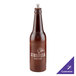 A brown bottle with a wooden handle and a silver top.