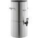 a silver container with a black handle