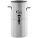 a silver metal container with a black lid