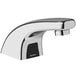 A Sloan Optima polished chrome faucet with a black sensor.