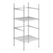 A Regency chrome wire shelving unit with two shelves holding water jugs.