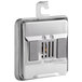 A silver metal CDN Multi-Mount Oven Thermometer with a rectangular metal surface and holes.