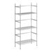 A chrome wire shelving unit with three shelves.