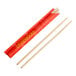 A pair of 9-inch bamboo round chopsticks with a red paper sleeve labeled 'bamboo chopsticks.'