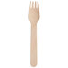 A TreeVive by EcoChoice wooden fork with a handle on a white background.
