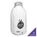 A customizable clear Milkman Square PET juice bottle with a logo.