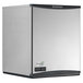 a silver and black refrigerator