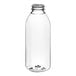 A 16 oz. clear square PET juice bottle with a black cap.