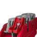 A red and grey Foundations Gaggle infant seat with straps.