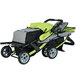 A lime and black Foundations Trio Sport stroller with canopies and storage basket.