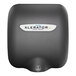 A black Excel Xlerator hand dryer with a white logo.