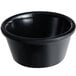 An Acopa black smooth melamine ramekin on a white background.