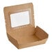 A brown cardboard Choice Kraft take-out box with a window.