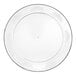 A clear plastic plate with a black border.