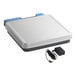 A grey rectangular AvaWeigh digital scale with a black power cord.