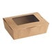 A brown paper Choice Kraft take-out box with a clear window.