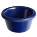 A blue Acopa melamine ramekin.