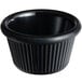 An Acopa black fluted melamine ramekin on a white background.