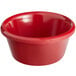 a red bowl with a white background