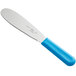 A Choice sandwich spreader with a blue handle.