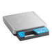 A grey digital AvaWeigh portion scale with a blue and black handle.