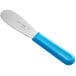 A Choice stainless steel sandwich spreader with a blue polypropylene handle.