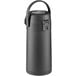 An Acopa stainless steel airpot with a black matte finish and push button.