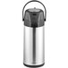 An Acopa stainless steel airpot with black and silver accents.