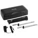A black plastic case with a knife and other tools.