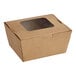 A brown rectangular Choice Kraft paper take-out box with a window.