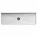 A silver rectangular stainless steel tray with a round hole in the middle.