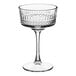 A Pasabahce Elysia wine glass with a patterned rim and a short stem.