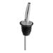 A Carlisle chrome-plated liquor pourer with a black and silver metal stem.