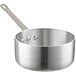 A Choice aluminum saucepan with a handle.