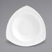 A white porcelain bowl with a triangle shape on the rim.