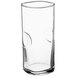 An Acopa clear glass with a circular design on it.