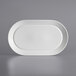 An Acopa Liana white rectangular porcelain platter with embossed lines.