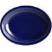 a blue plate with a white handle