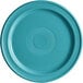 A Caribbean turquoise Acopa Capri stoneware plate with a circular pattern.